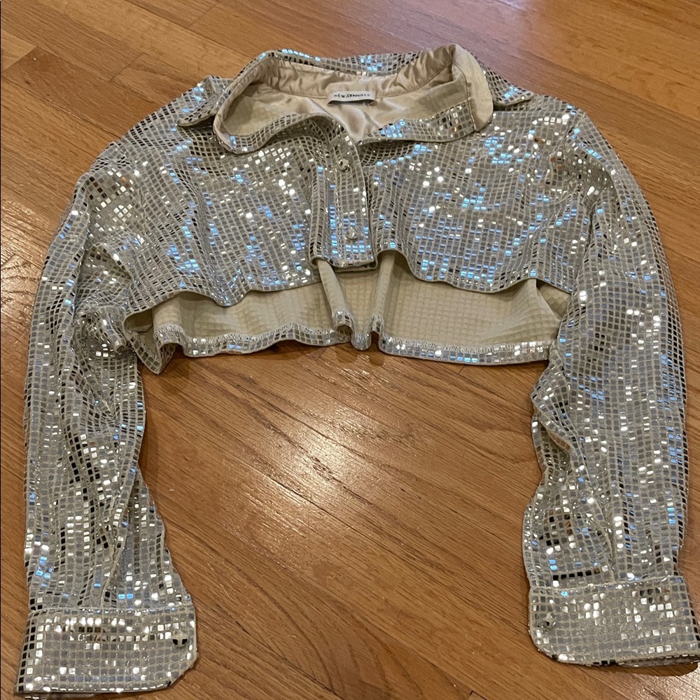 New Arrivals Brand Metallic Silver Sequin Jacket